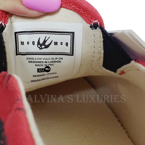 McQ ALEXANDER McQUEEN SNEAKERS SWALLOW LOW TOP RED / BLACK SHOES $235  IT 39 / 9 - Picture 10 of 13